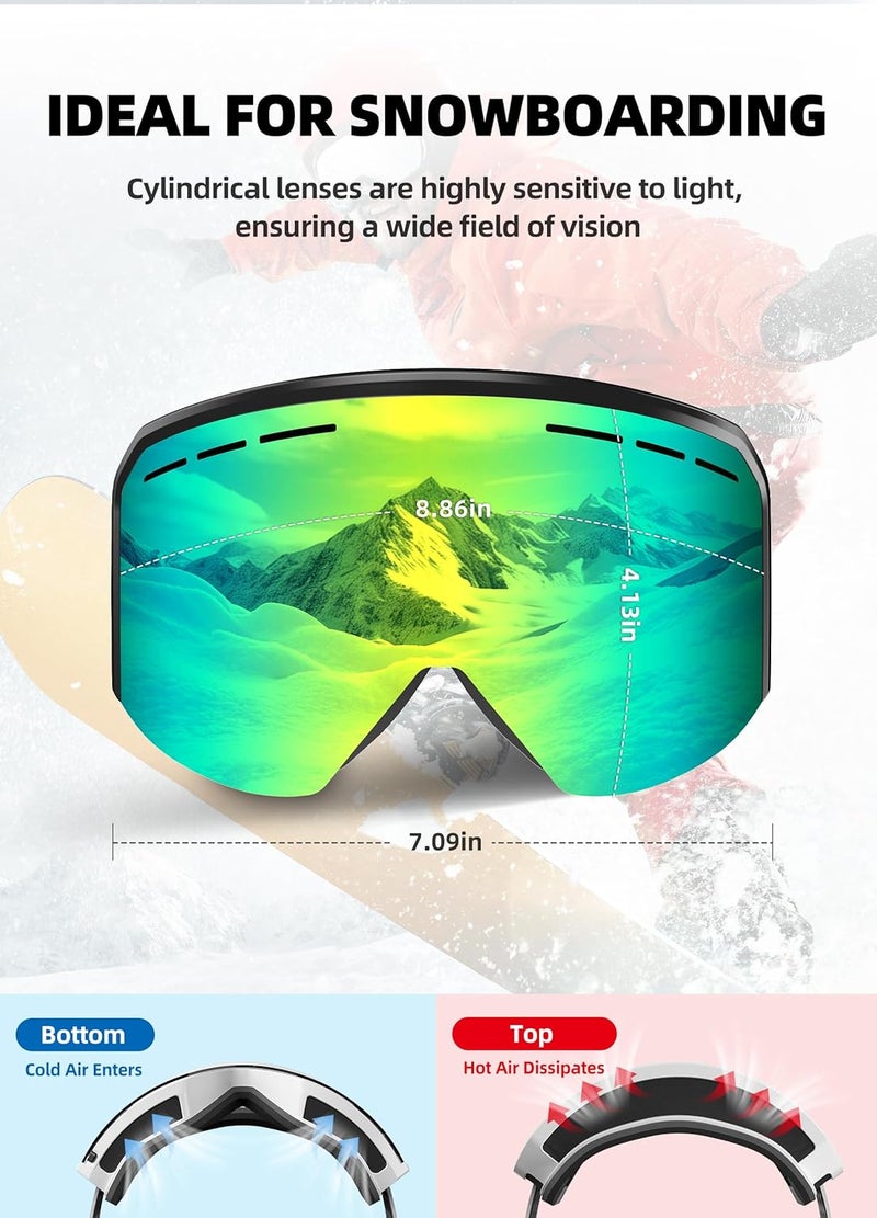 Innerking Ski/Snowboard Goggles OTG for Men Women & Youth - Over Glasses Snow Sports Goggles Anti Fog 100% UV400 Protection - Image 5